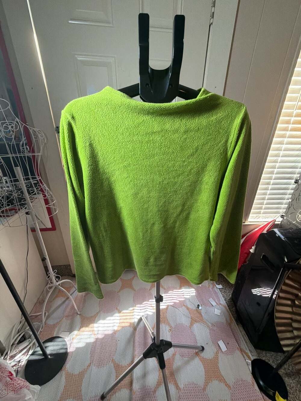 Eileen Fisher Crewneck Ultra Soft High Pile Fleece Sweatshirt Kiwi